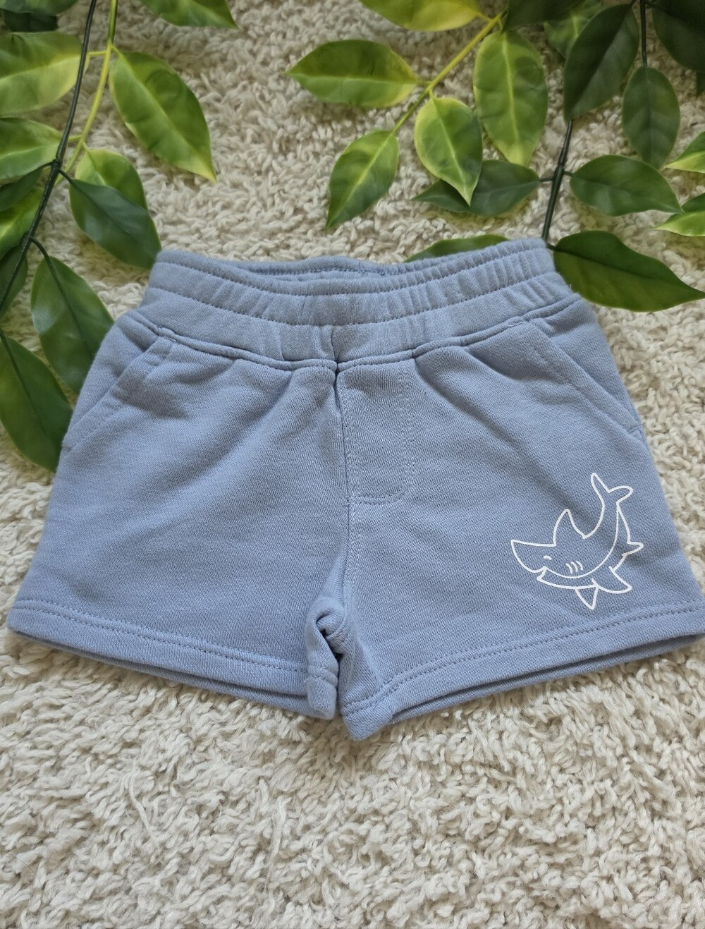 Baby Boy Powder Blue Shark Shorts (6-9 Months)